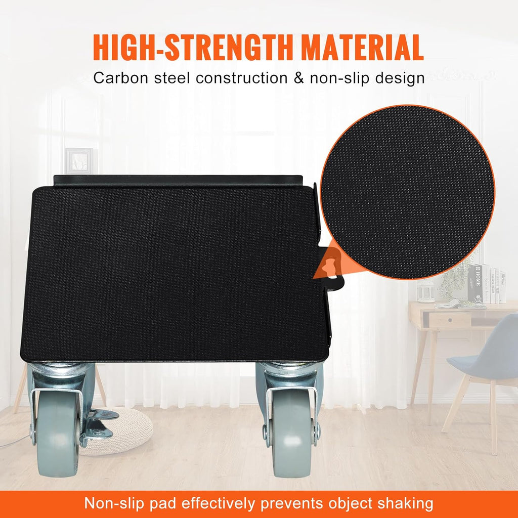 Carbon Steel Furniture Dolly with 360° Rotatable PP Silent Wheels and Brakes, 1320 lbs Capacity A616515