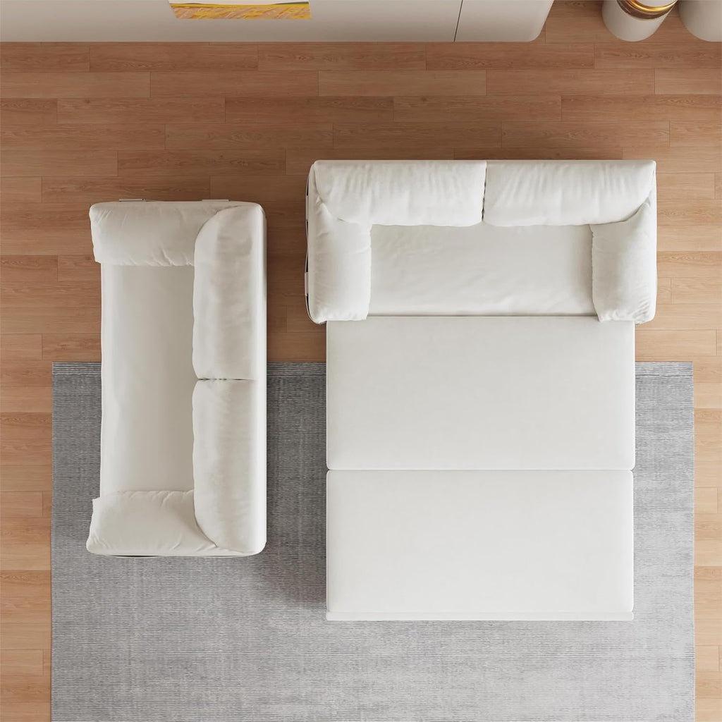 Beige Velvet Queen Size Futon Sofa Bed M8905
