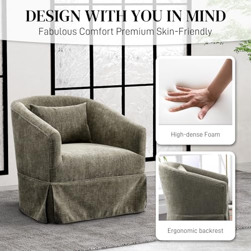 Beige Swivel Fabric Accent Chair Set of 2 E243927
