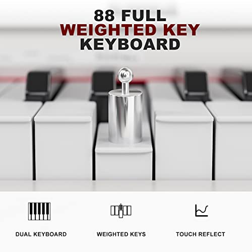 Black 88 Key Weighted Keyboard Piano with Piano Bench U370