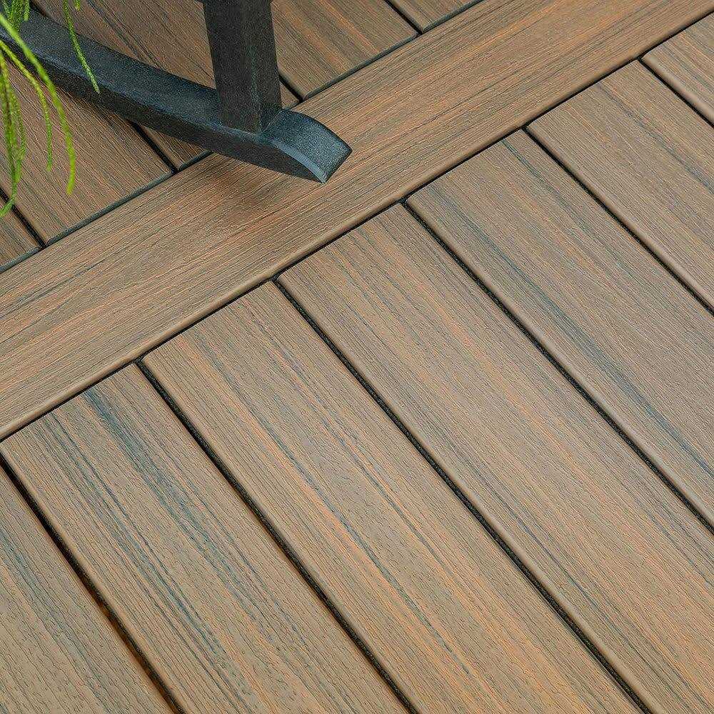 1 in. x 6 in. x 12 ft. Toasted Sand Grooved Edge Brown Composite Deck Board B3806