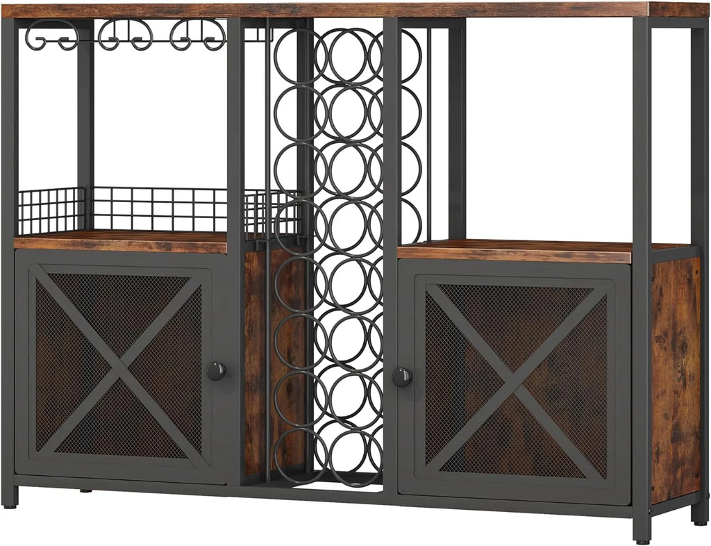 Wooded Coffee Bar Cabinet with Storage Sideboard E195
