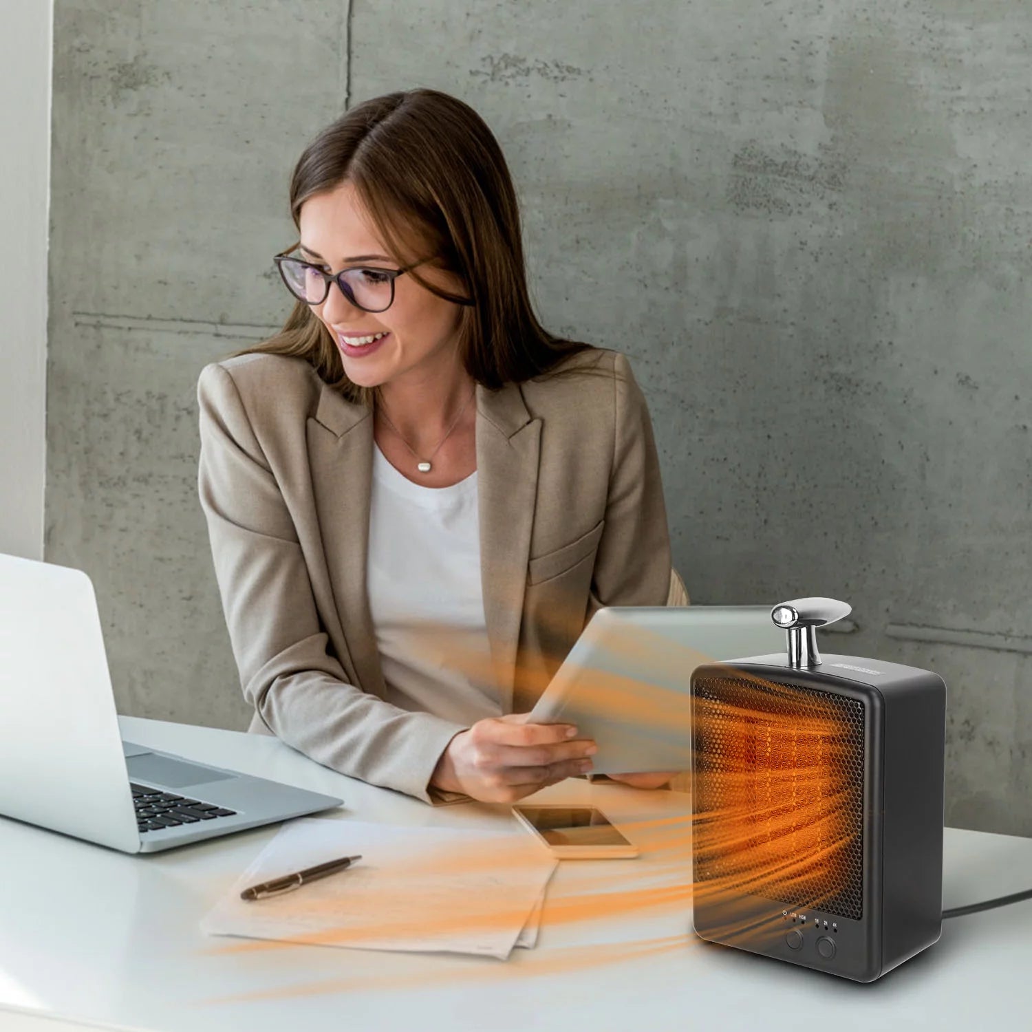 1000W Portable Ceramic Heater with Adjustable Temperature Timer L649