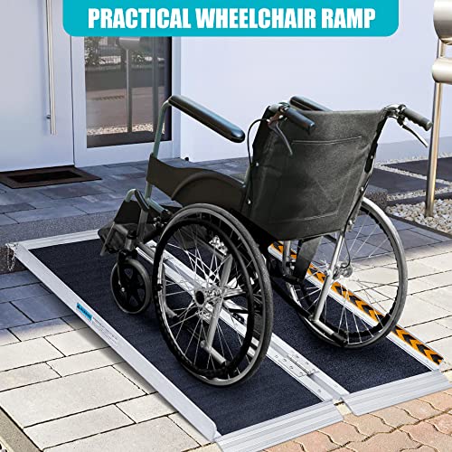 Black 6FT 800 lbs Aluminum Folding Wheelchair Ramp A955538