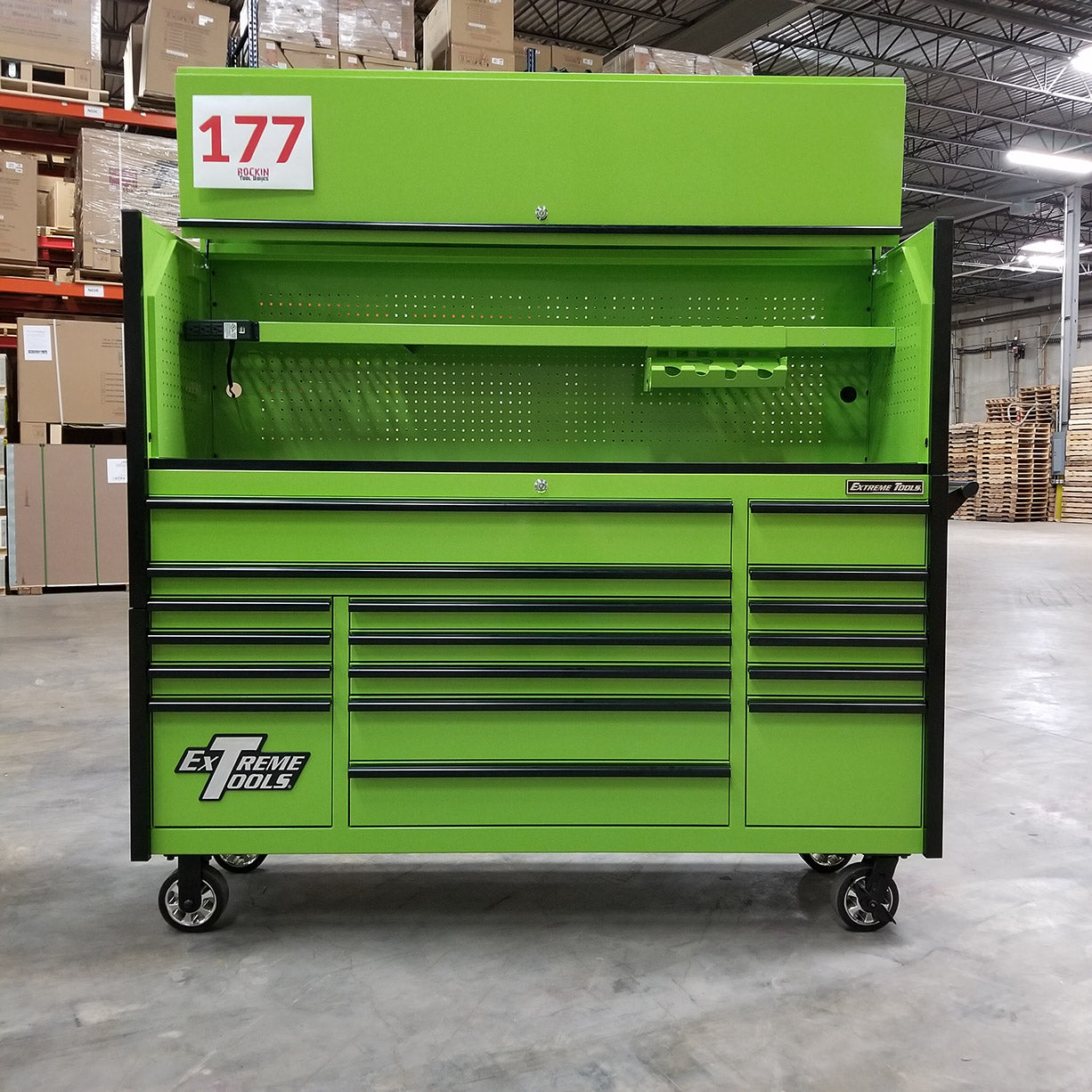 Green-Black Triple Bank Roller & Hutch Combo Toolbox V135