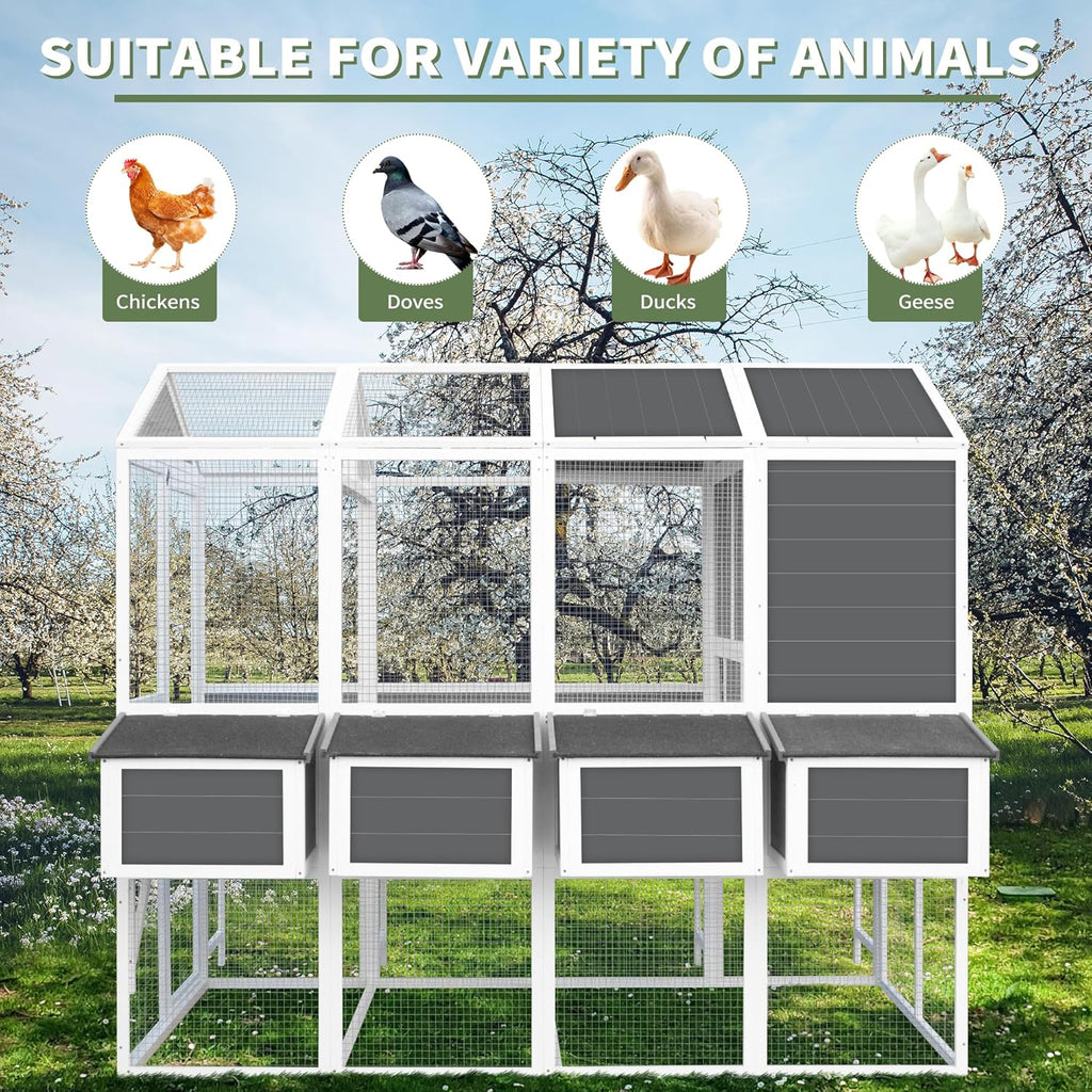 95'' Wooden Chicken Coop with 4 Nesting Box J90623