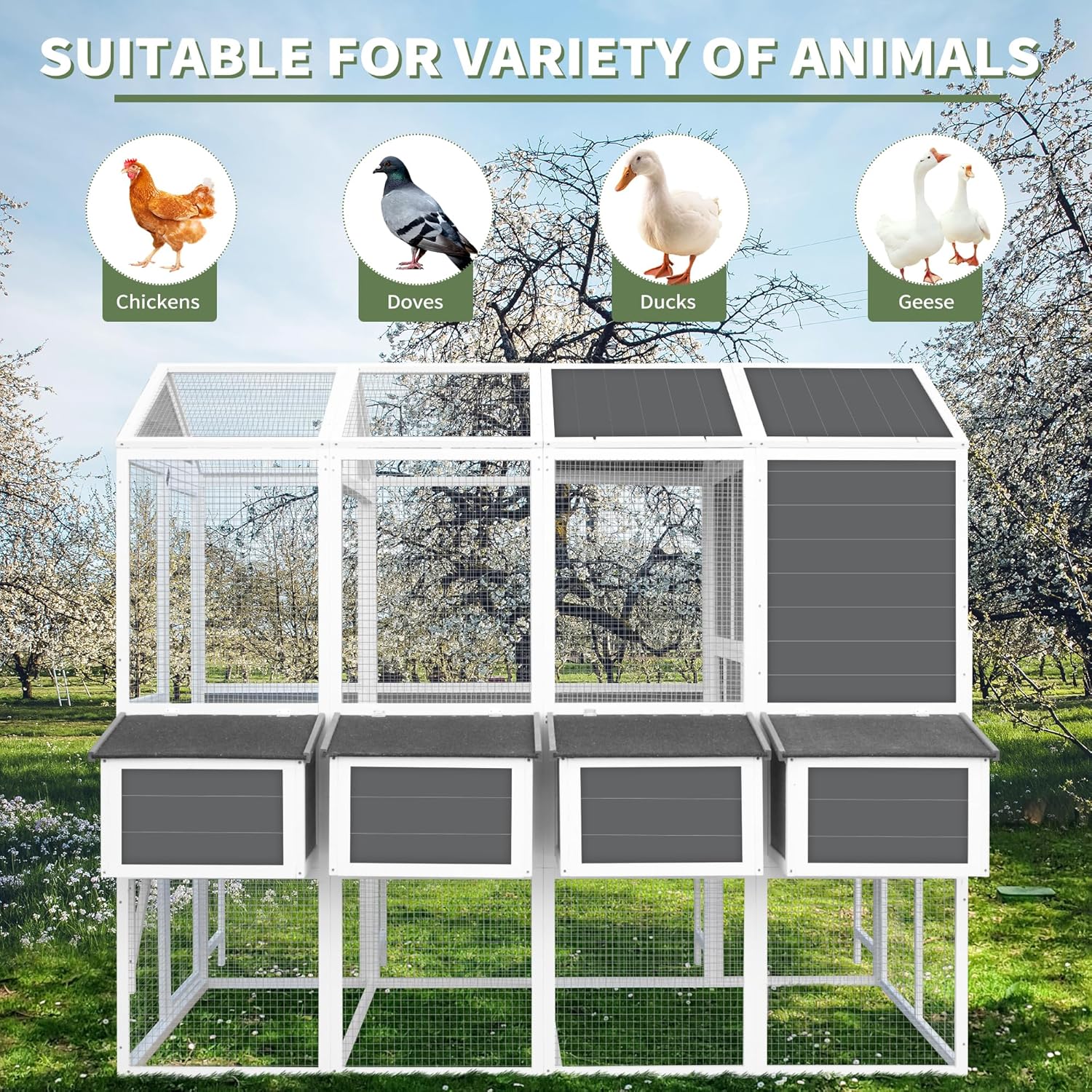 95'' Wooden Chicken Coop with 4 Nesting Box J90623