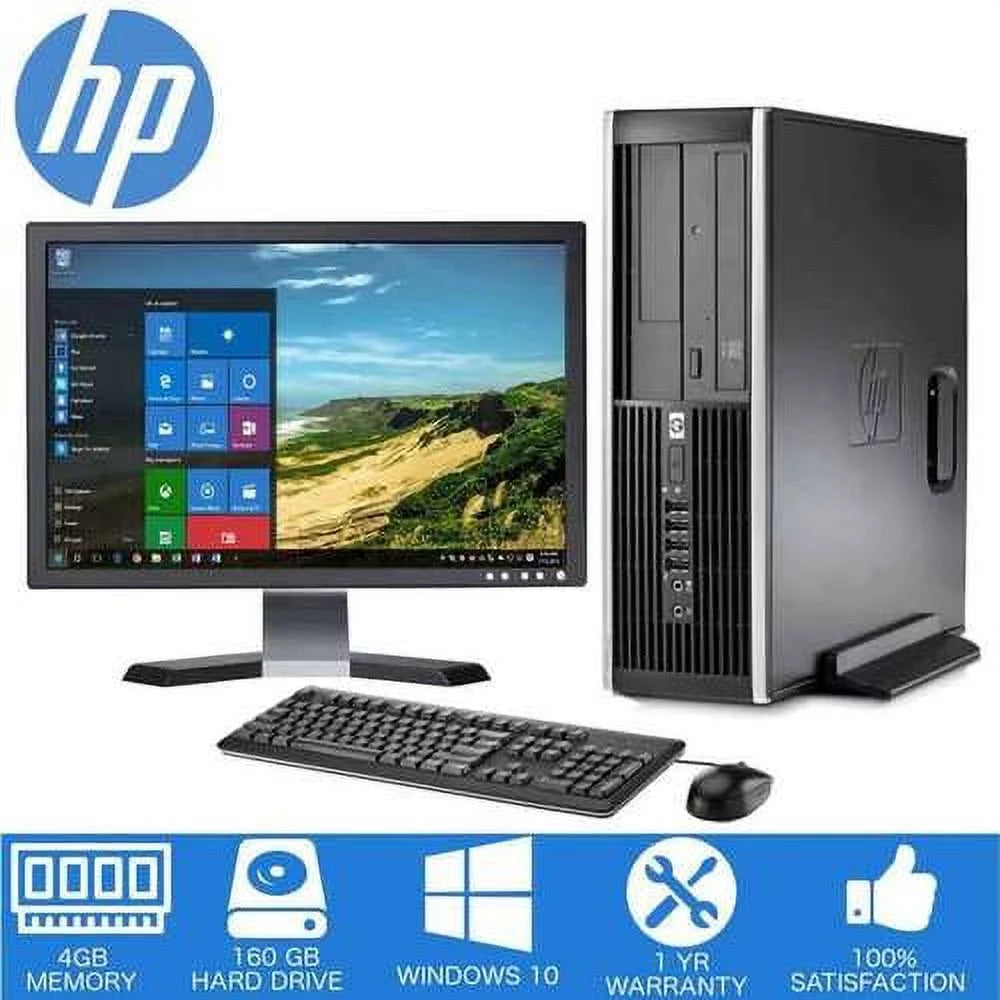 Desktop Computer PC Intel Core 2 Duo 4GB Memory 160GB Hard Drive Windows 10 19" LCD Used S248