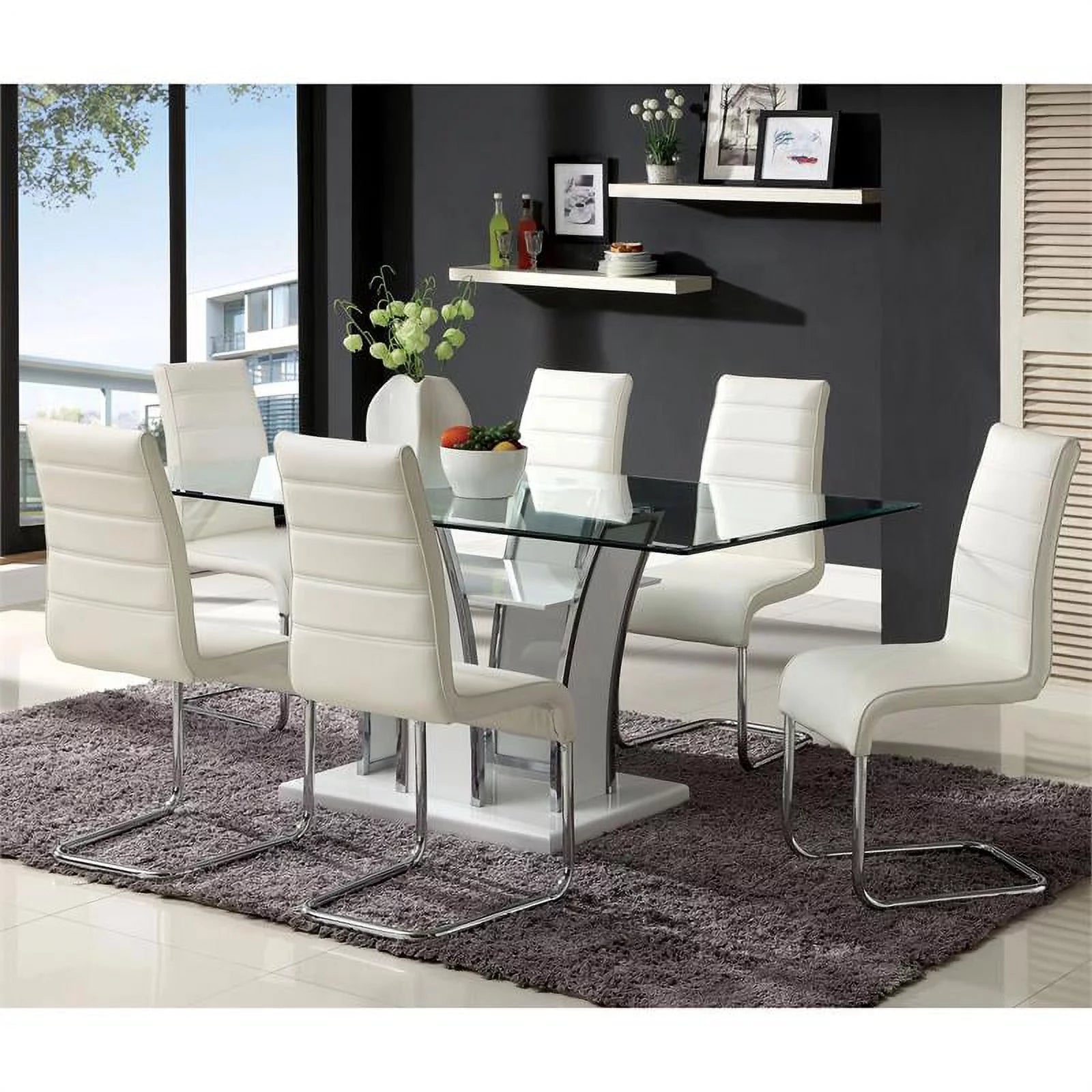 White Glass Top Dining Table E158