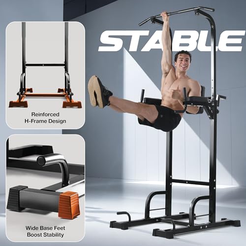 Pull Up Bar Free Standing Power Tower, Height Adjustable, 440LBS Capacity J851
