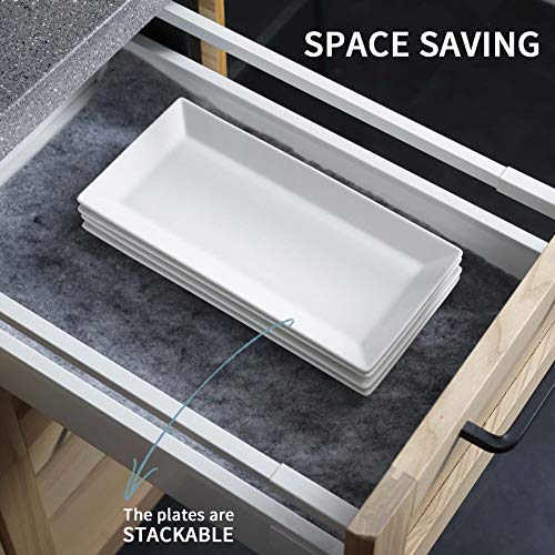 White 12 Inch Porcelain Rectangular Serving Platters Set of 4 V653275