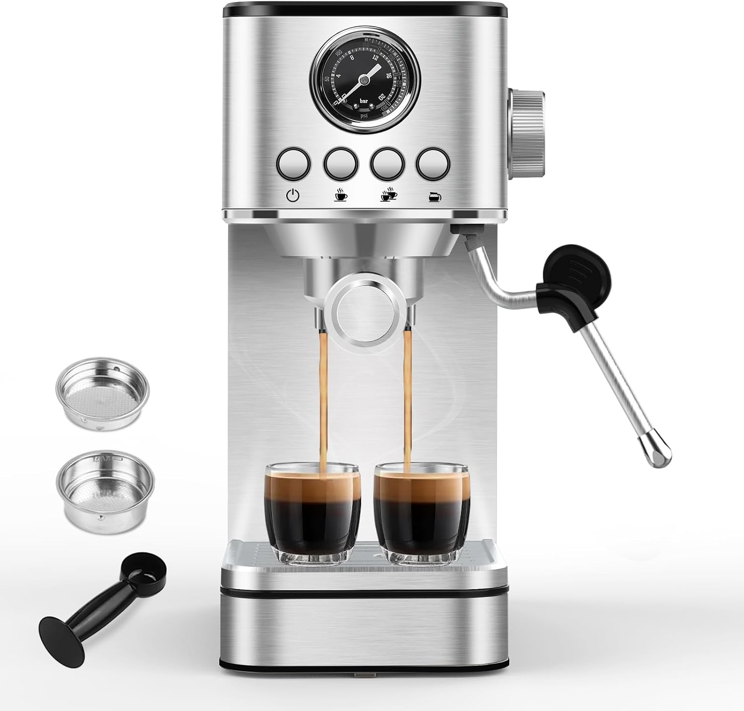 Stainless Steel Espresso Machine with Milk Frother U6468
