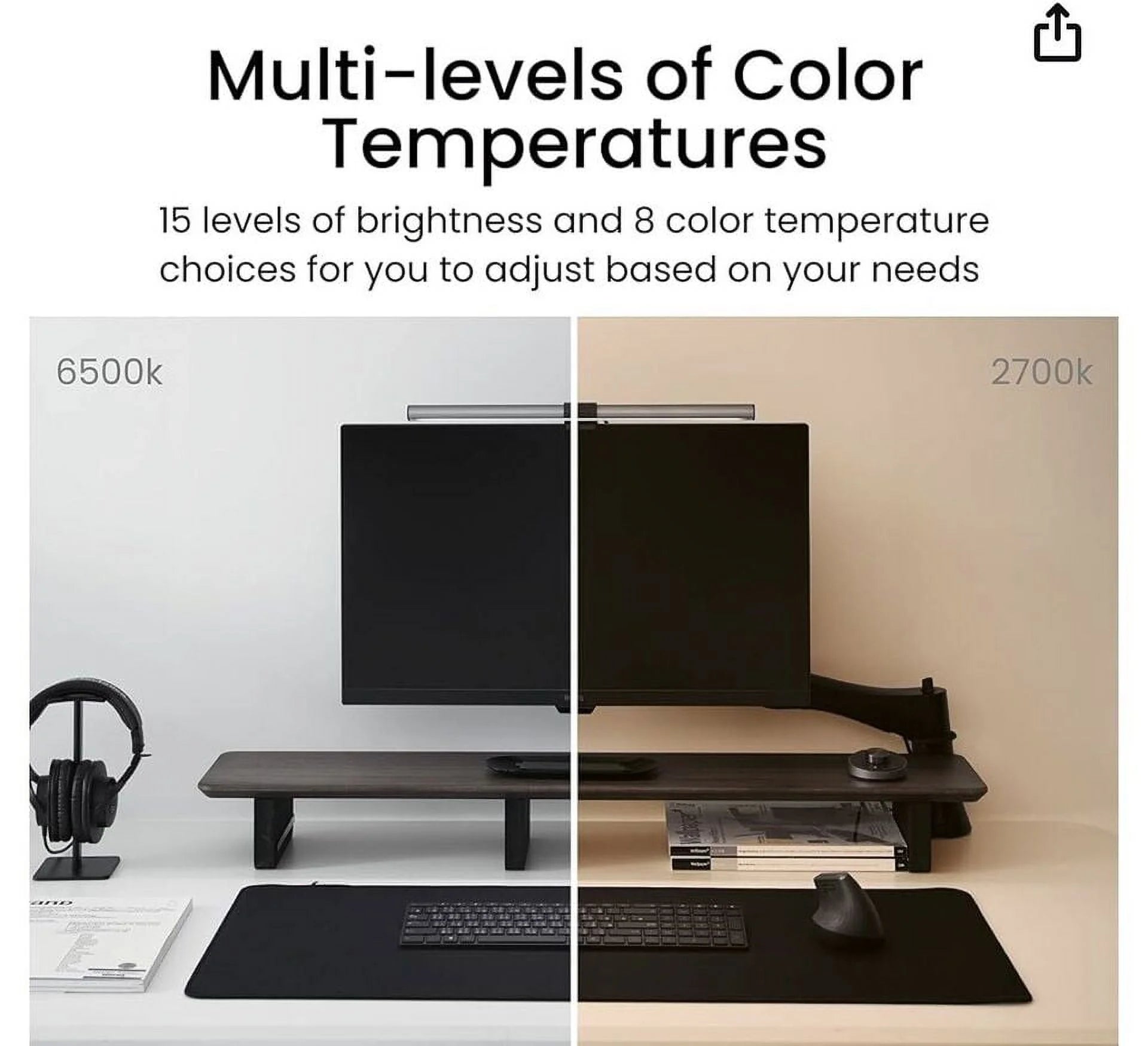 LED Computer Monitor Light Lamp with Desktop Dial F394092