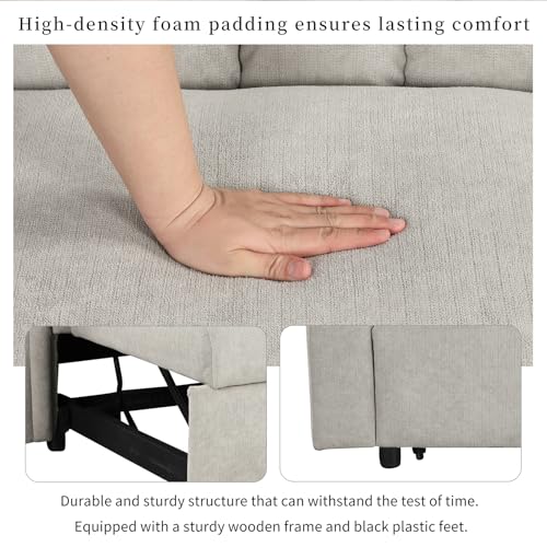 Gray Convertible Sofa Bed with Adjustable Backrest W145919