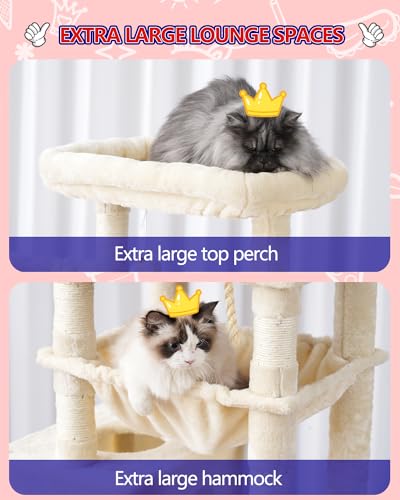 63" Smoky Gray Cat Tree with 2 Platforms, 2 Baskets, and Toys N452