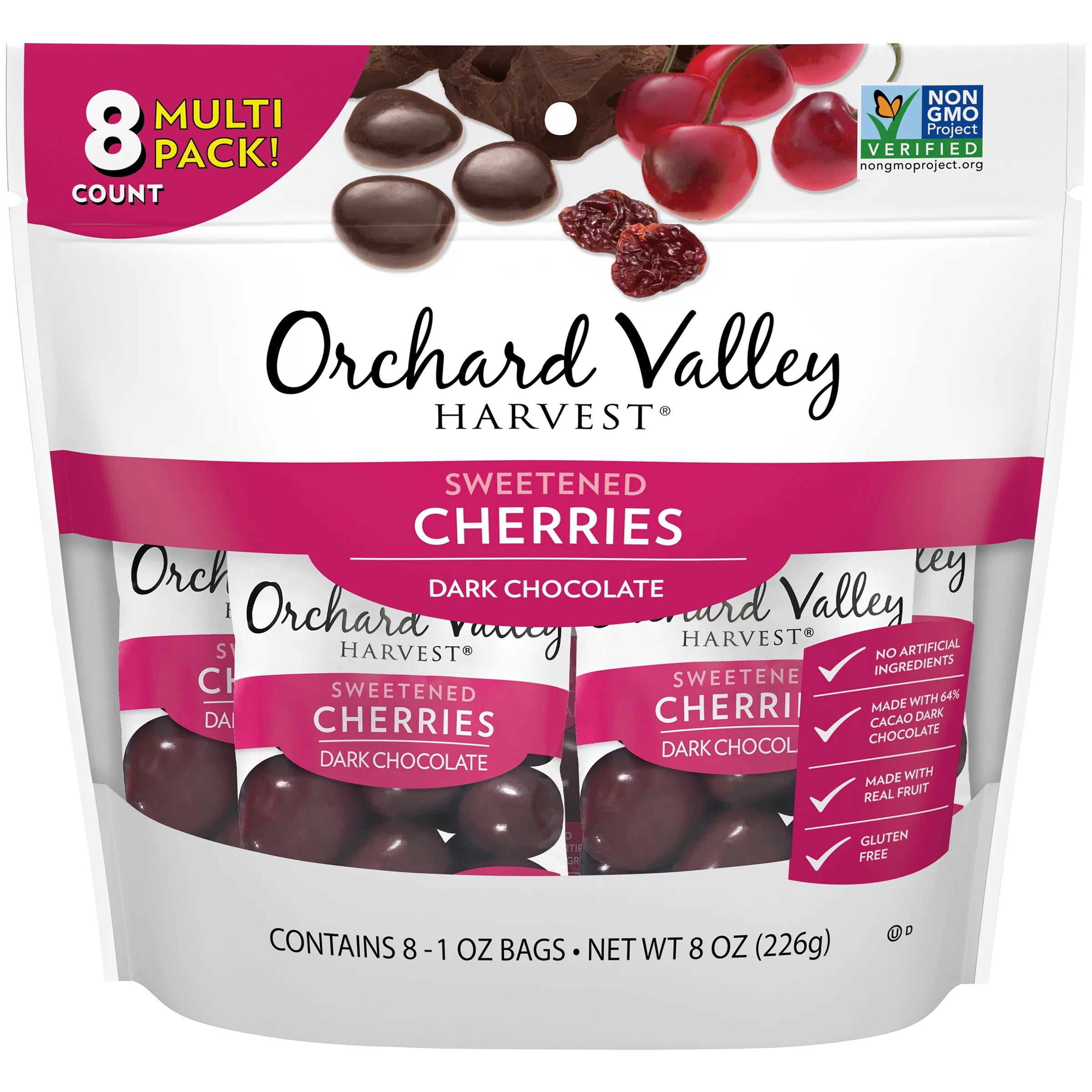 (4 pack) Dark Chocolate Cherries, 1 oz (Pack of 8) Q1263