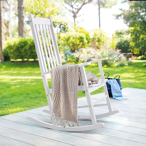 Brown Acacia Oversized Outdoor Rocking Chair Q64656