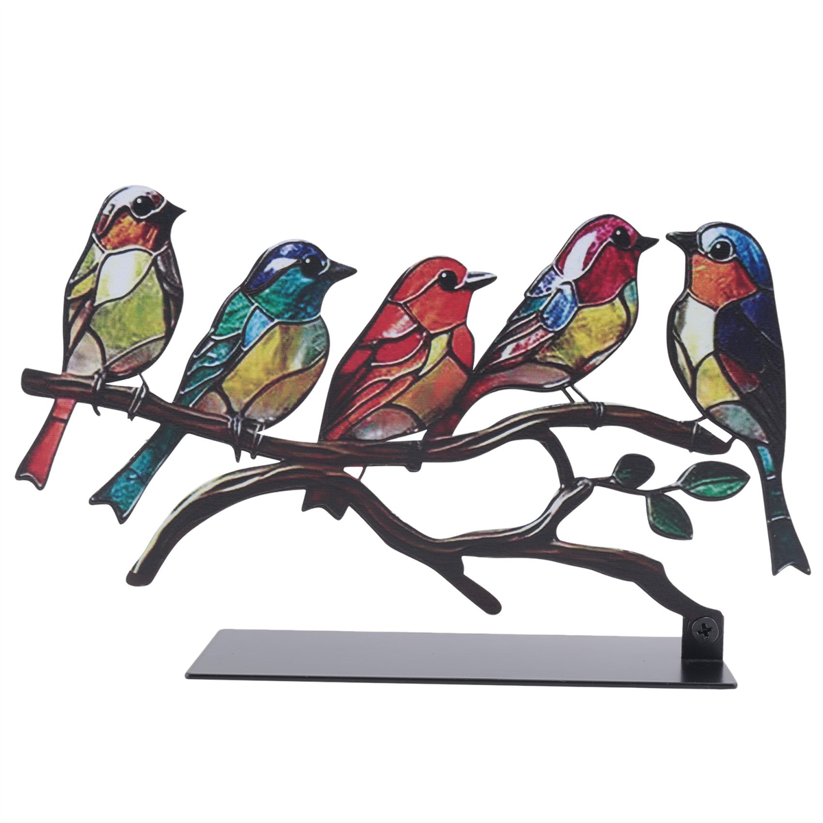 Multicolor Bird Stained Metal Desktop Ornaments O691
