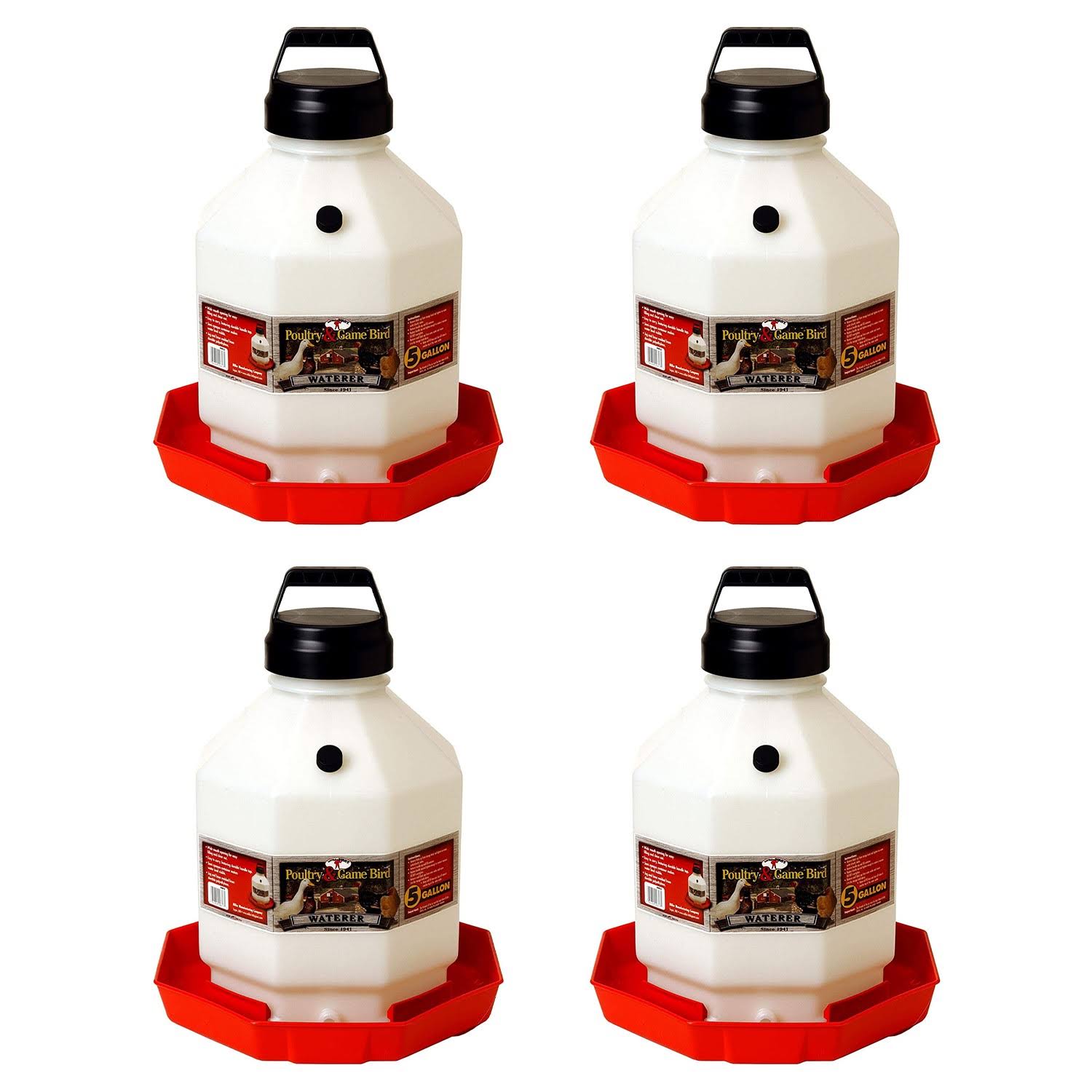 4 Pack Red 5 Gallon Automatic Poultry Waterer R666