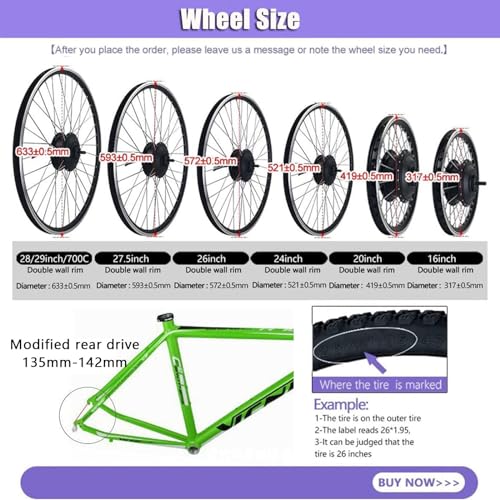 48V 1000W/1500W Rear Wheel Electric Bicycle Hub Motor Kit G926