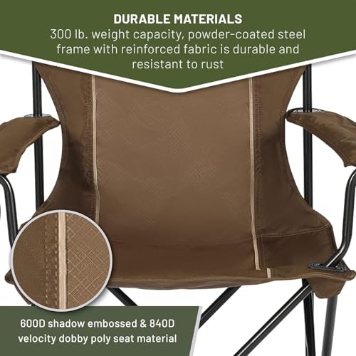 Collapsible Armrests Cup Holder Carry Mat Pet Leash Heavy Duty Foldable Chair Earth Brown P4988