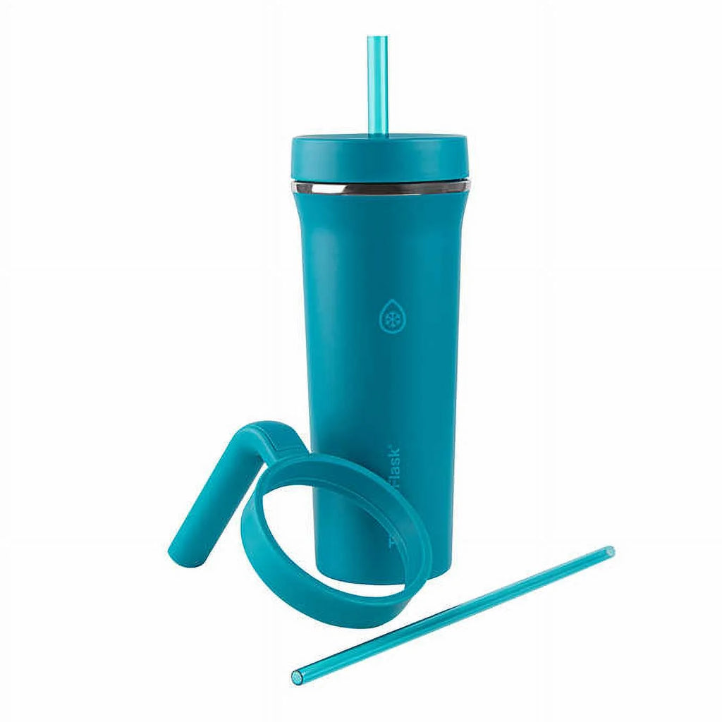 32oz Insulated Straw Tumbler with Handles, 2-pack (Teal & Grey) T40385