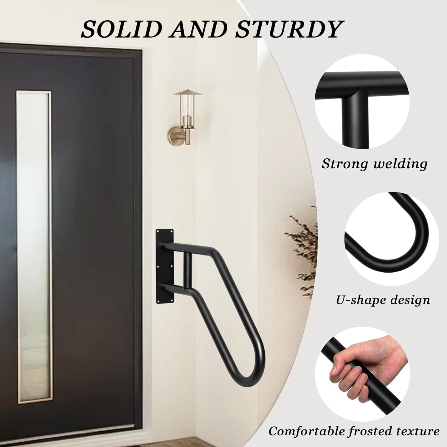 Black Stainless Steel Handrails for Outdoor Steps D51131