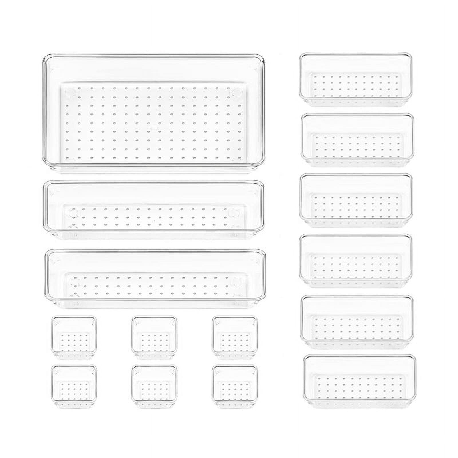 15PCS Clear Plastic Drawer Organizer Set Storage Bins E206