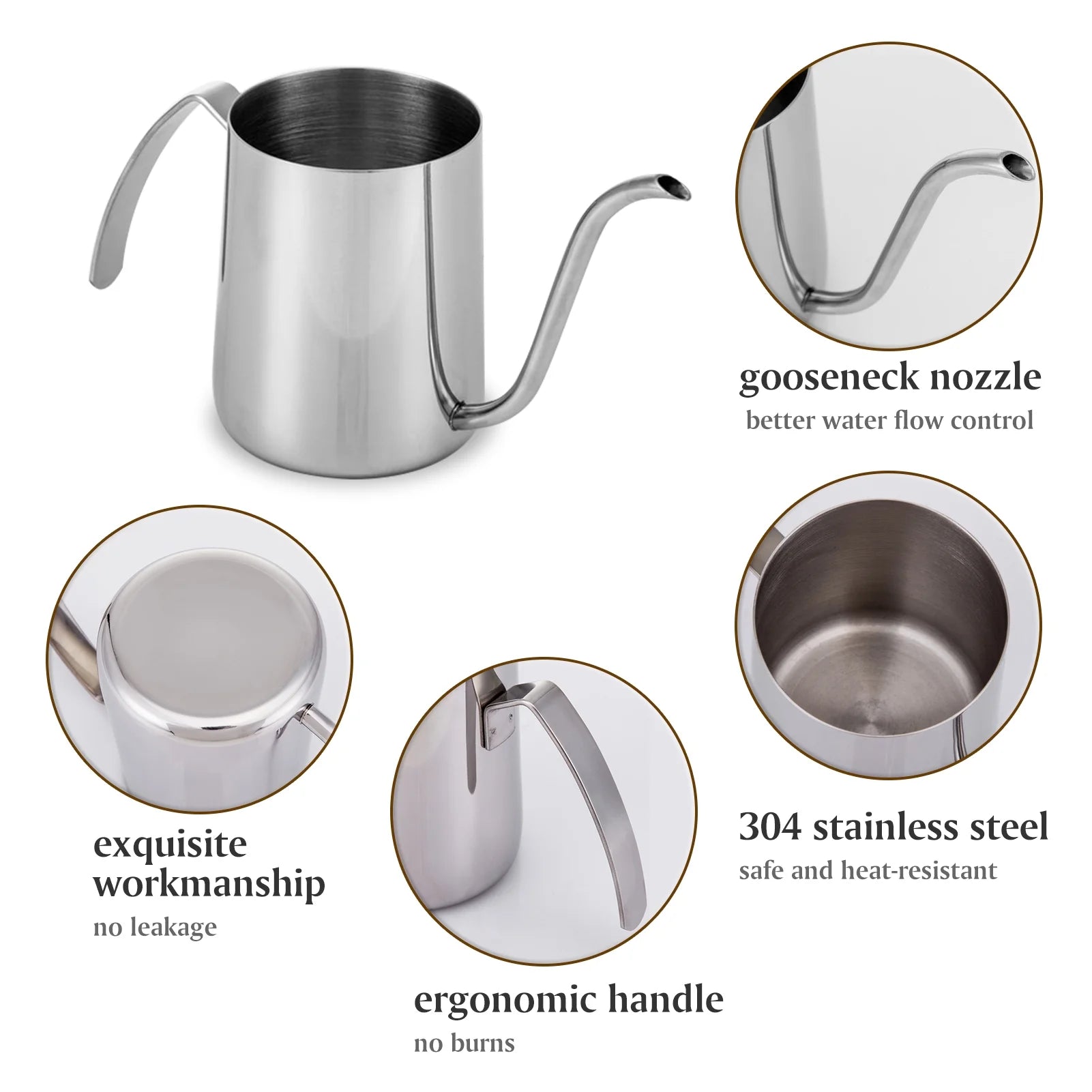 350Ml Stainless Steel Gooseneck Coffee Kettle D398