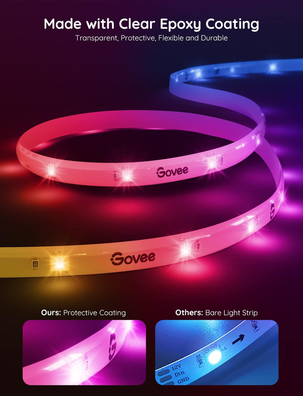 32.8ft RGBIC LED Strip Lights WiFi Color Changing Segmented Control Music LED Lights Waterproof 2x16.4ft Pack of 2 N37610