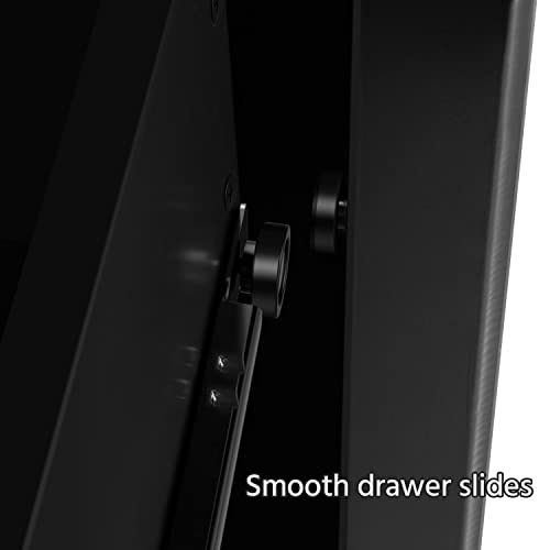 Black Bedside Table Set of 2 with 3 Drawer and Solid Wood Legs K8189