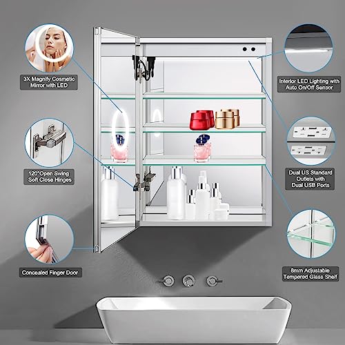 24x30 LED Mirror Medicine Cabinet with Defogger W553