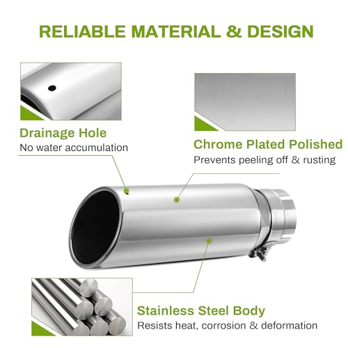 3 Inch Inlet Black Stainless Steel Exhaust Tip with 4" Outlet 12" Length K59737
