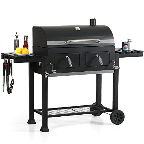 Extra Large Charcoal BBQ Grill with 2 Foldable Side Tables M877255