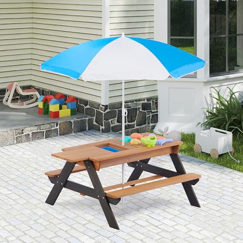 Wooden Sand & Water Table with Umbrella B829
