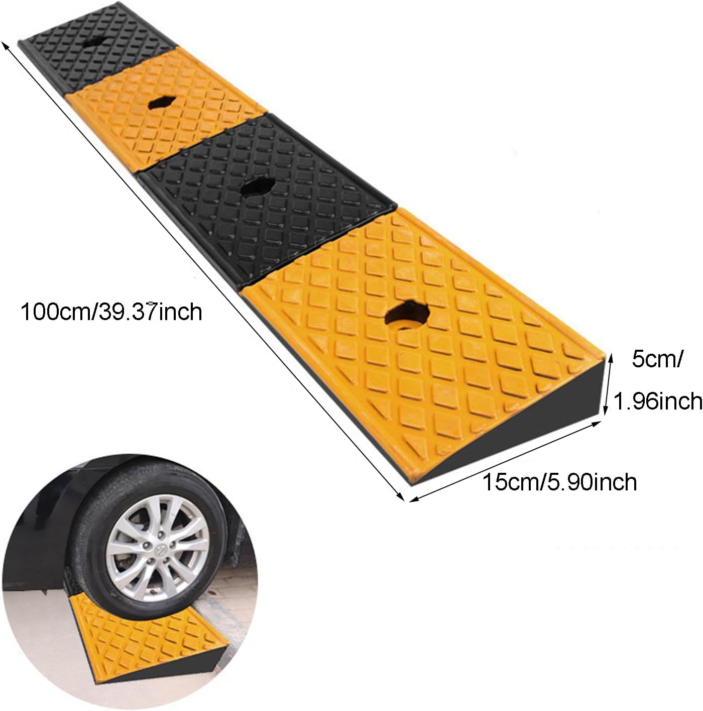 2" Rubber Curb Ramps Heavy Duty Loading Threshold Ramp 39.3x5.9x2 Inch Y428767