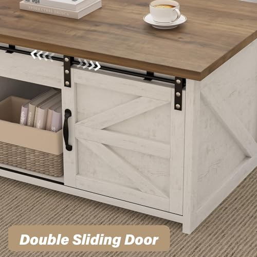 White 48 Inch Lift Top Coffee Table with Storage B597