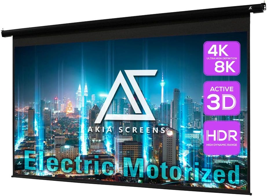125 inch Motorized Electric Drop Down Projector Screen 16:9 Black S817