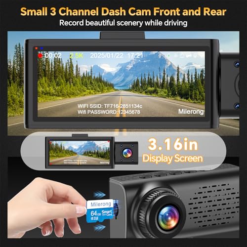 3 Channel Dual Dash Camera with 64GB Card A441933