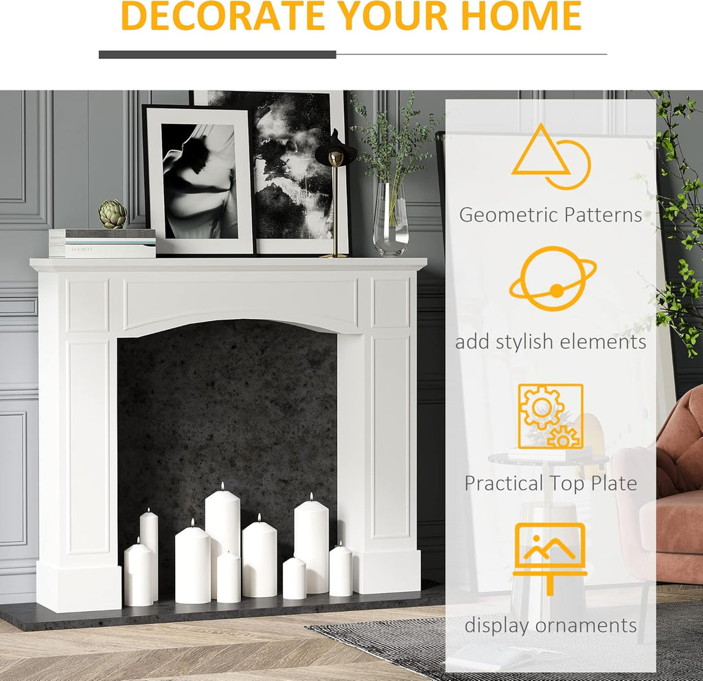 White Fireplace Mantel with Decorative Pattern Interior Width 29" P123497