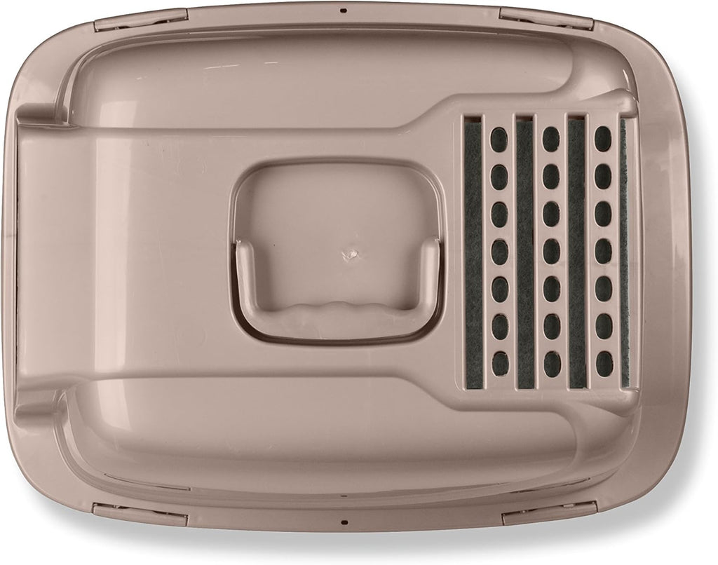 Large Enclosed Sifting Cat Pan with Odor Door, Hooded, Beige T633193