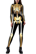 Skeleton Tight One-piece Swimsuit Jumpsuit with Zip-Back B2436