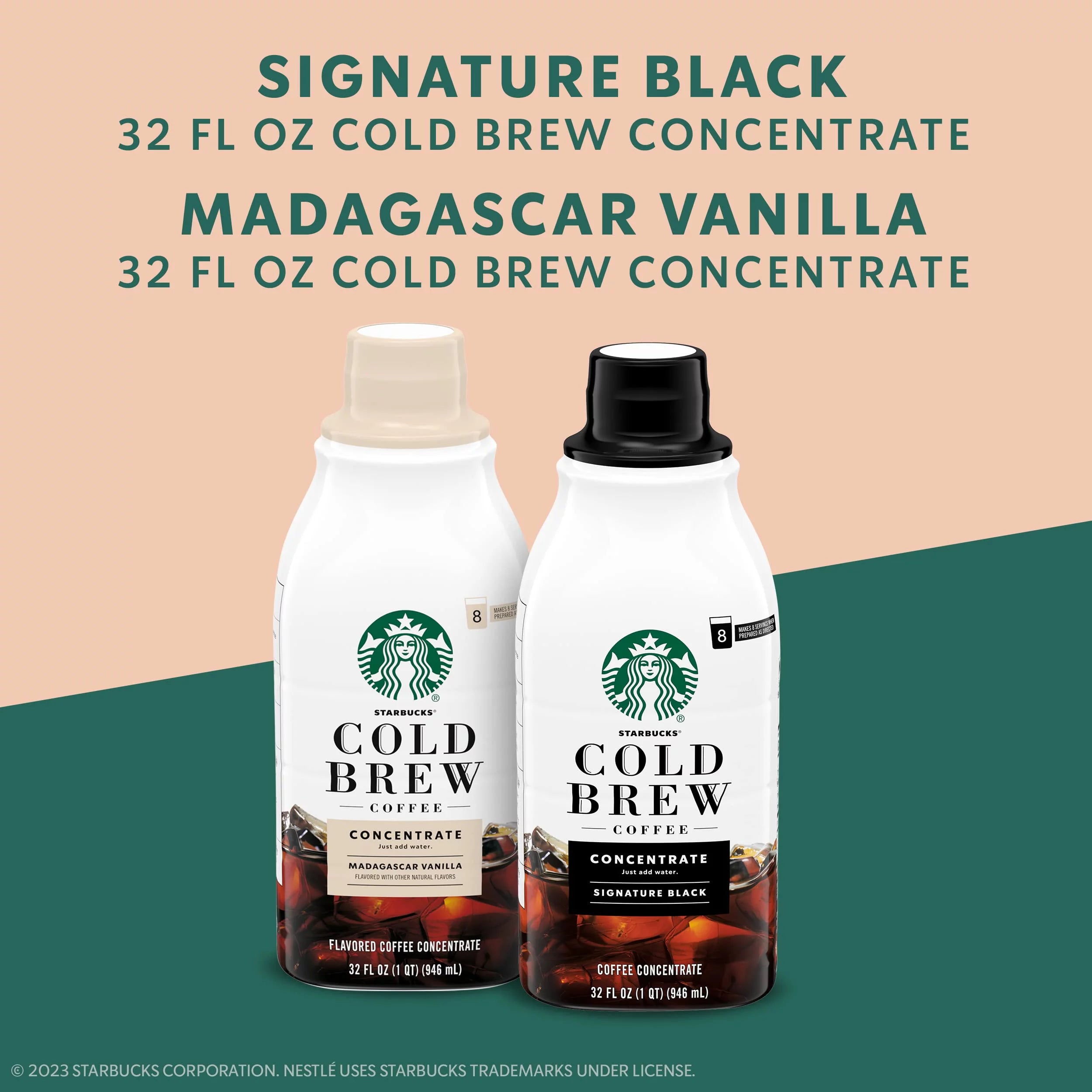 Cold Brew Coffee Concentrate, Black, Madagascar Vanilla, 2 Bottles (32 Fl Oz Each) R4045