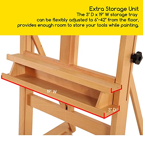 Large Beech Wood H-Frame Artist Easel W6348