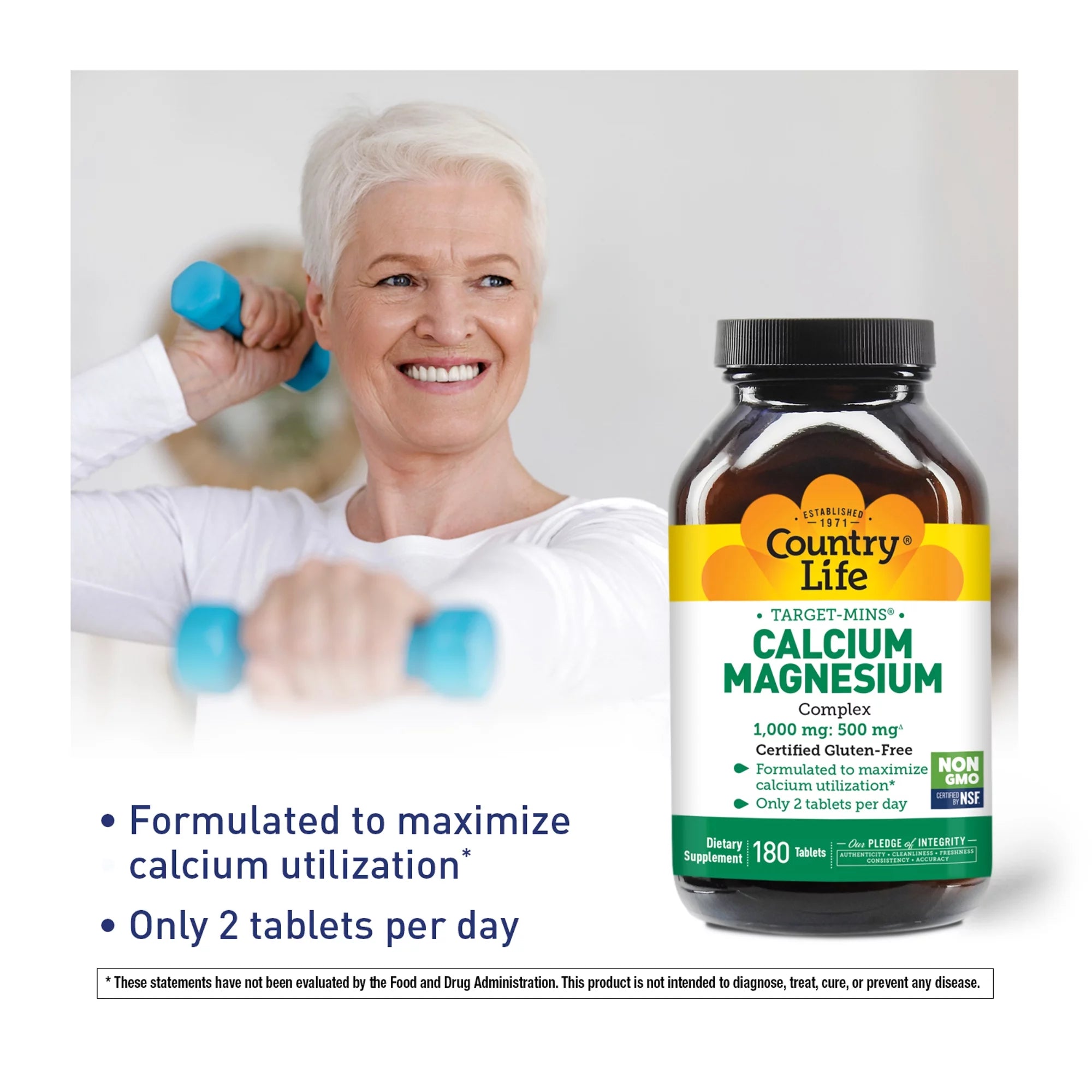 1,000 mg Calcium-Magnesium Complex, 180 Tablets E91819