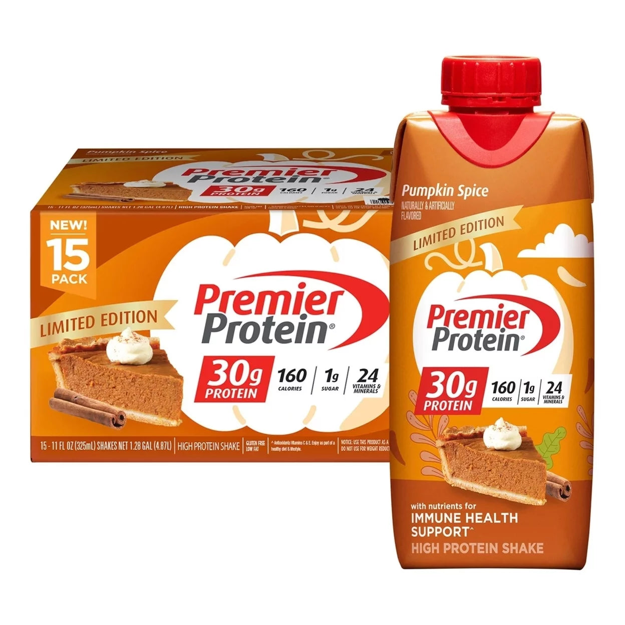 Pumpkin Spice 11 Fluid Ounce Pack of 15 High Protein Shake K12957