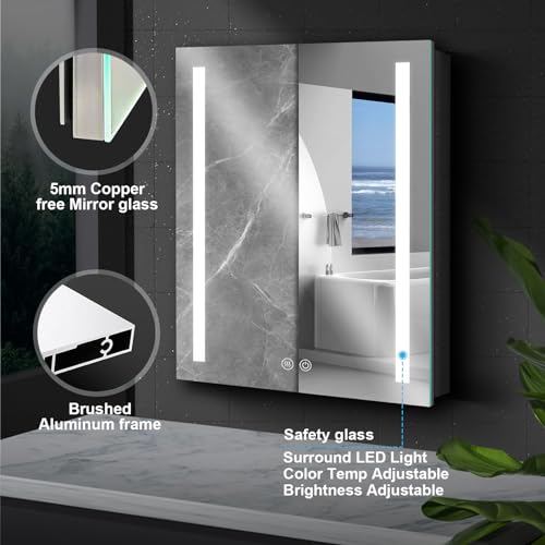 24x30 LED Mirror Medicine Cabinet with Defogger W553
