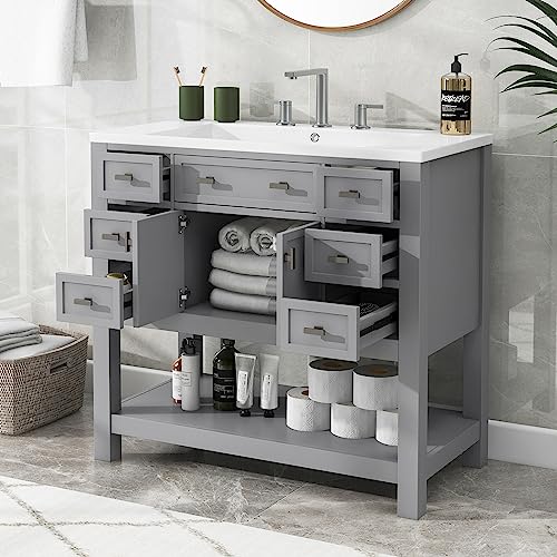 White Bathroom Vanity with Sink W38793
