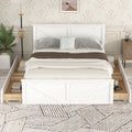 White Queen Platform Bed Frame with 4 Storage Drawers K547