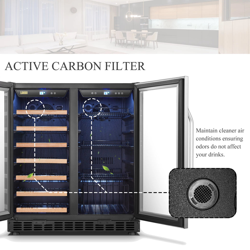 70 Can 33 Bottle Under Counter Dual Zone Wine Refrigerator 30 inch Width V667789